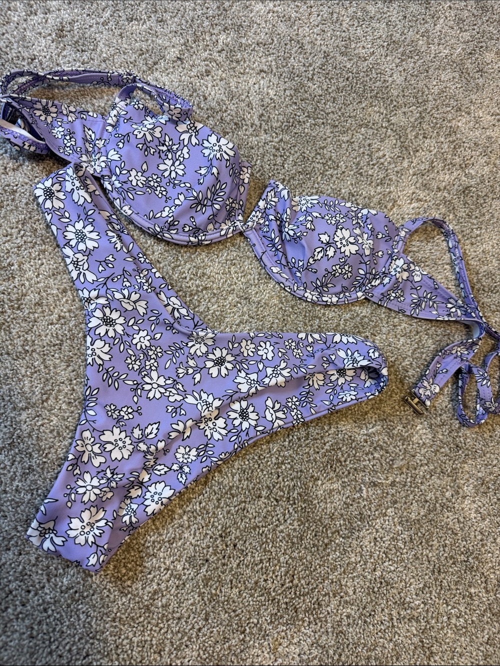 Zaful Lavender Floral Two-Piece Bikini